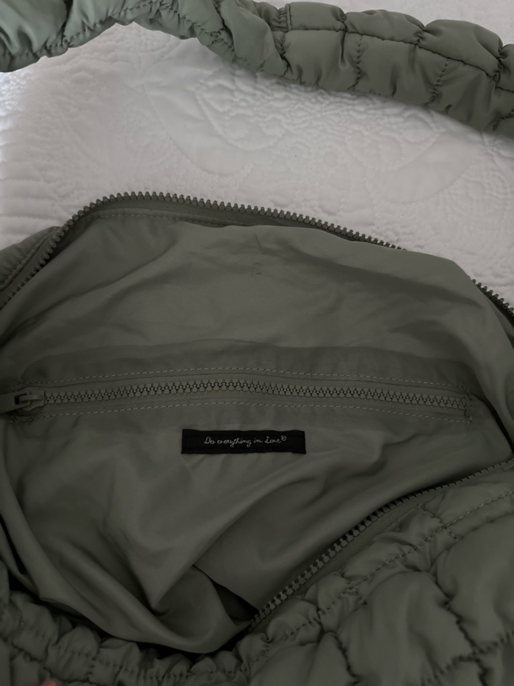 Sage Green Puffy Quilted Bag - Picture 5 of 5